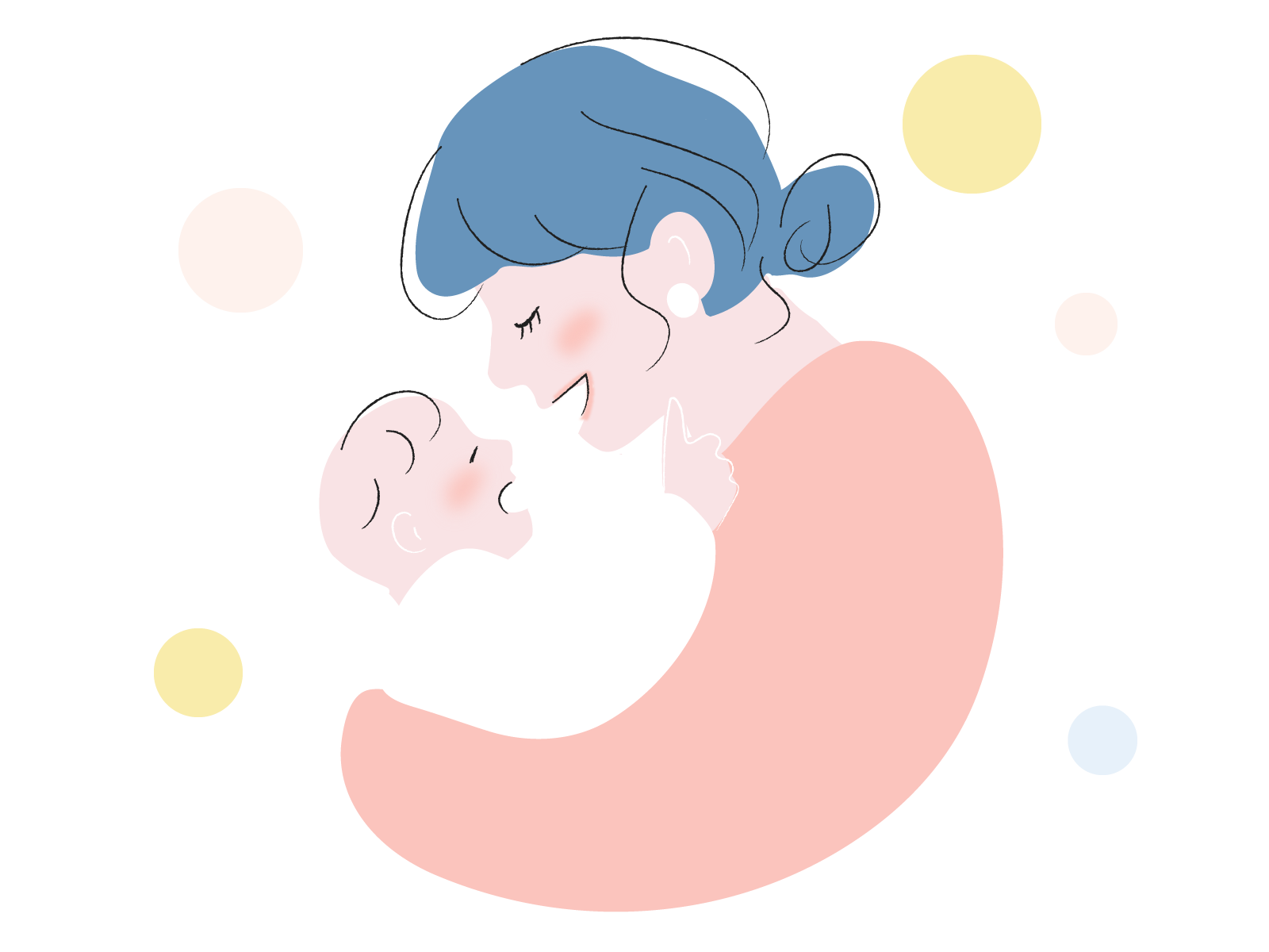 幸せそうな赤ちゃんとお母さんのイラスト